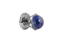 Door knob handles set on roses with lapislazuli stone - 0P8545 - Marcottestyle Shop Deurbeslag Bright Chrome