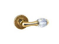 Door lever handles set on roses with Swarovski crystal - 0R4440 - Marcottestyle Shop Deurbeslag Gold 24K