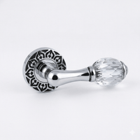 Door lever handles set on roses with Swarovski crystal - 0R4440 - Marcottestyle Shop Deurbeslag Chrome with Black Patina