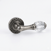 Door lever handles set on roses with Swarovski crystal - 0R4440 - Marcottestyle Shop Deurbeslag Antique Silver
