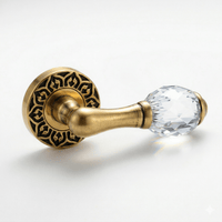 Door lever handles set on roses with Swarovski crystal - 0R4440 - Marcottestyle Shop Deurbeslag Gold 24K with Black Patina