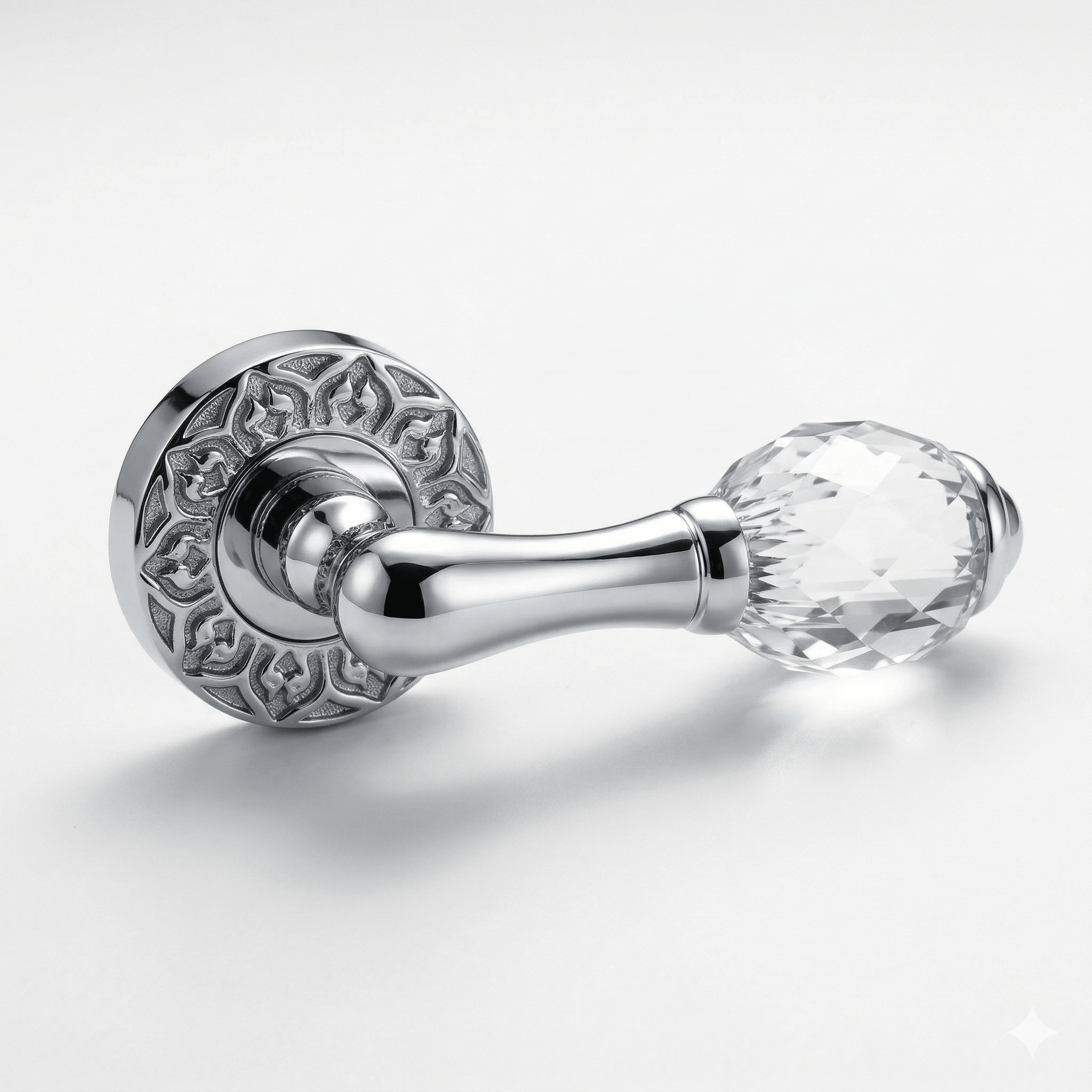 Door lever handles set on roses with Swarovski crystal - 0R4440 - Marcottestyle Shop Deurbeslag Bright Chrome