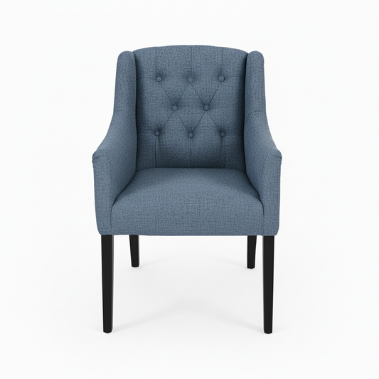 Chaise de salle à manger Canon - Light Bleu - pieds noirs - Vue de face | Marcottestyle
