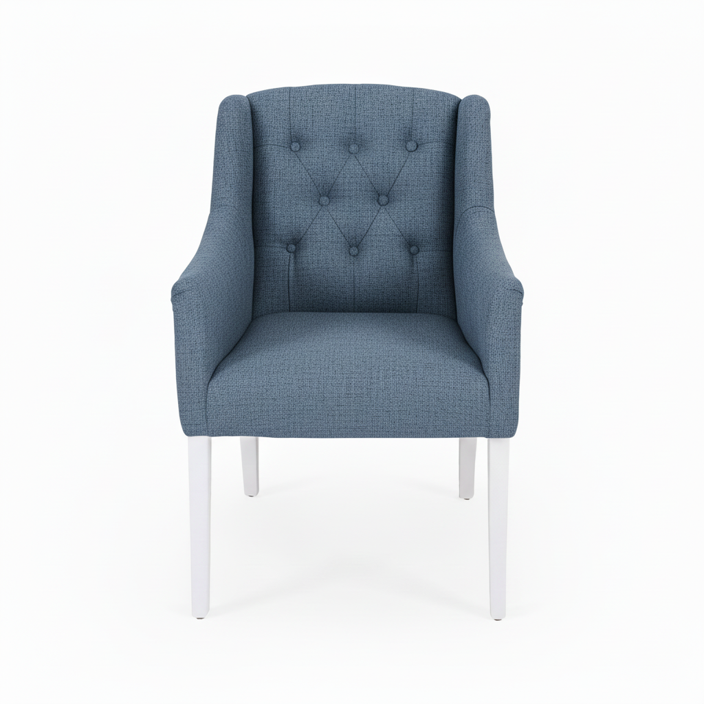Chaise de salle à manger Canon - Bleu clair - Blanc pieds