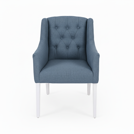 Chaise de salle à manger Canon - Light Bleu - pieds blancs - Vue de face | Marcottestyle