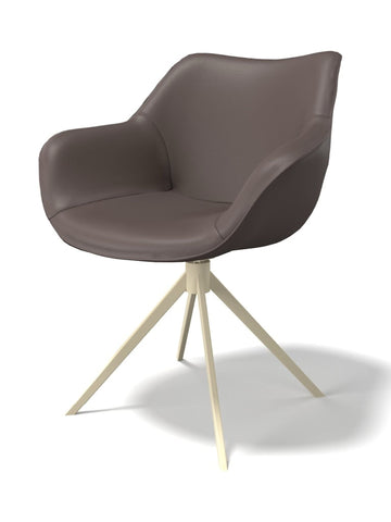 Eetkamerstoel Leder padua Ebano / Champagne poot - MCS