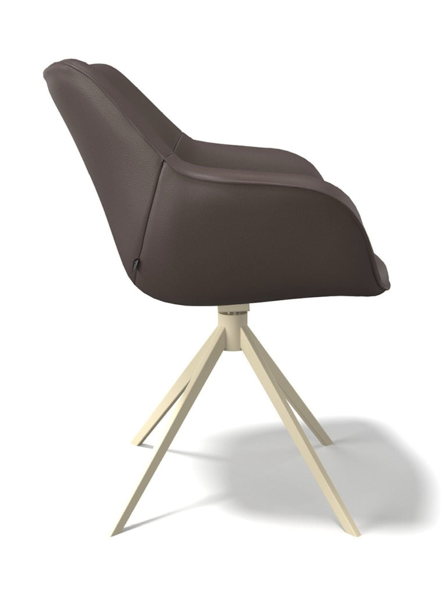 Chaise de salle à manger Leder padua Ebano / Champagne poot - MCS