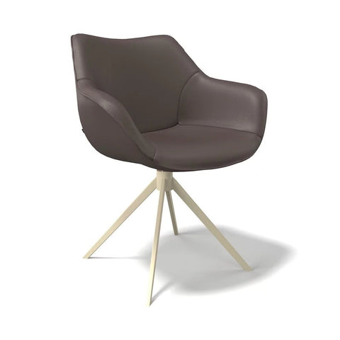 Eetkamerstoel Leder padua Ebano / Champagne poot - MCS