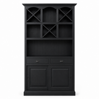 Epernay bar cabinet in black, front view on white background