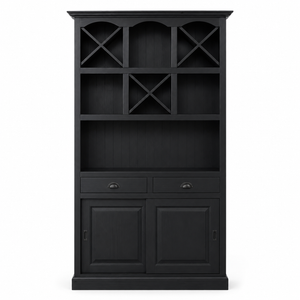 Barschrank - Epernay - Massivkiefer - 120 x 41 x 210 cm - Schwarz
