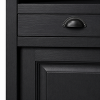 Close-up of the black finish and detailing of the Epernay bar cabinet