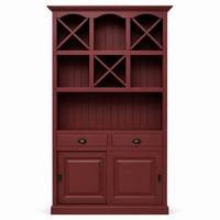 Epernay bar cabinet in bordeaux, front view on white background