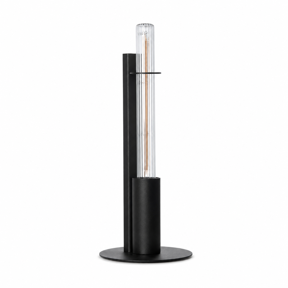 Table Lamp Fern 1633C front view, elegant modern table lamp with tall dark shade and sleek base on white background, professional studio lighting by Marcottestyle
