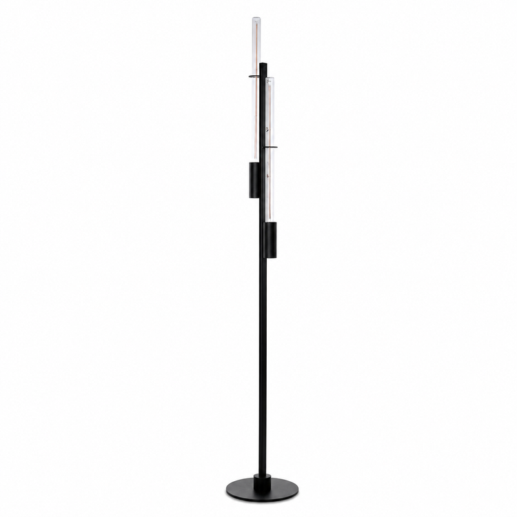 Floor Lamp Fern 5795E front view on white background with soft studio lighting showcasing elegant fabric shade and metal base details by Marcottestyle