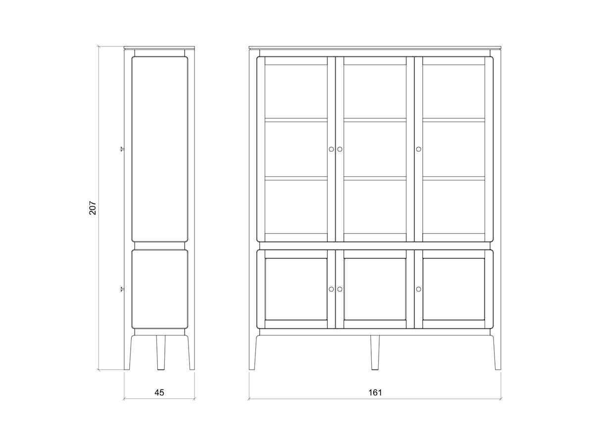 Vitrine Fiera - Noir Brushed Chêne - 161 × 45 × 207 cm