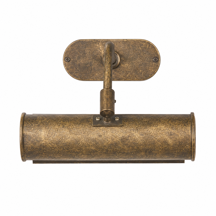Extreme close-up macro detail of the Wall Lamp Finn 5892G showing the brushed antique brass metal texture and craftsmanship at high resolution by Marcottestyle