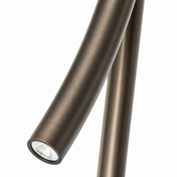 Floor Lamp Fiona 7763H Bronze macro detail shot, close-up of intricate fabric texture and bronze metal finish, high resolution by Marcottestyle