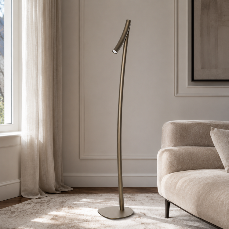 Floor Lamp Fiona 7763H Bronze in modern luxury room setting, photorealistic interior with natural window light and velvet decor by Marcottestyle