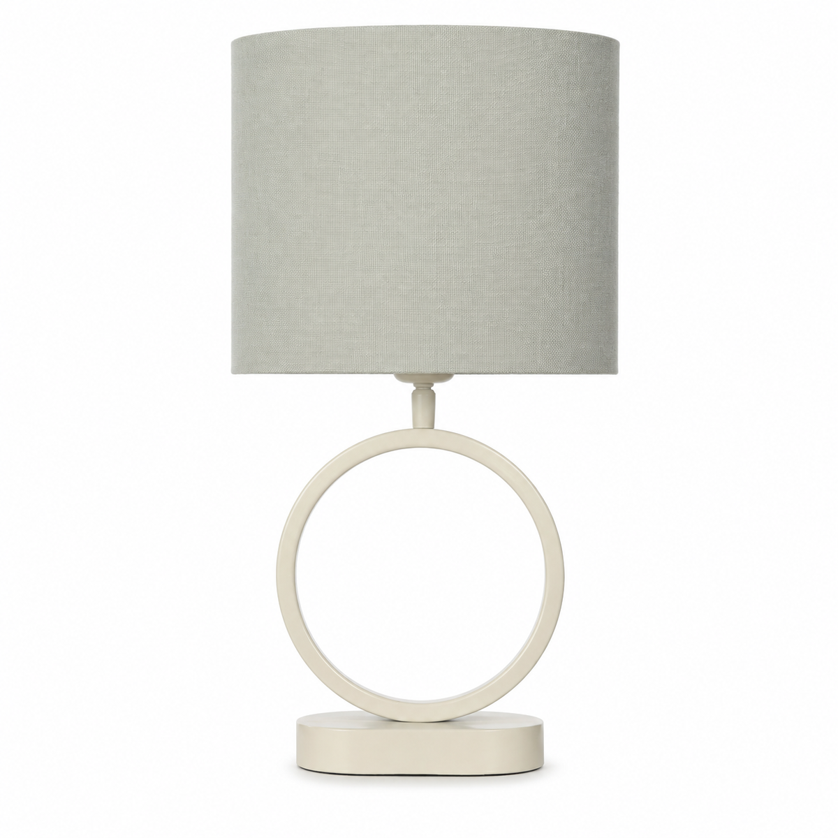 Table Lamp Galia 7340S in beige finish, front view on white background showing the elegant metal base and textured fabric shade in a 1:1 square format with soft studio lighting by Marcottestyle