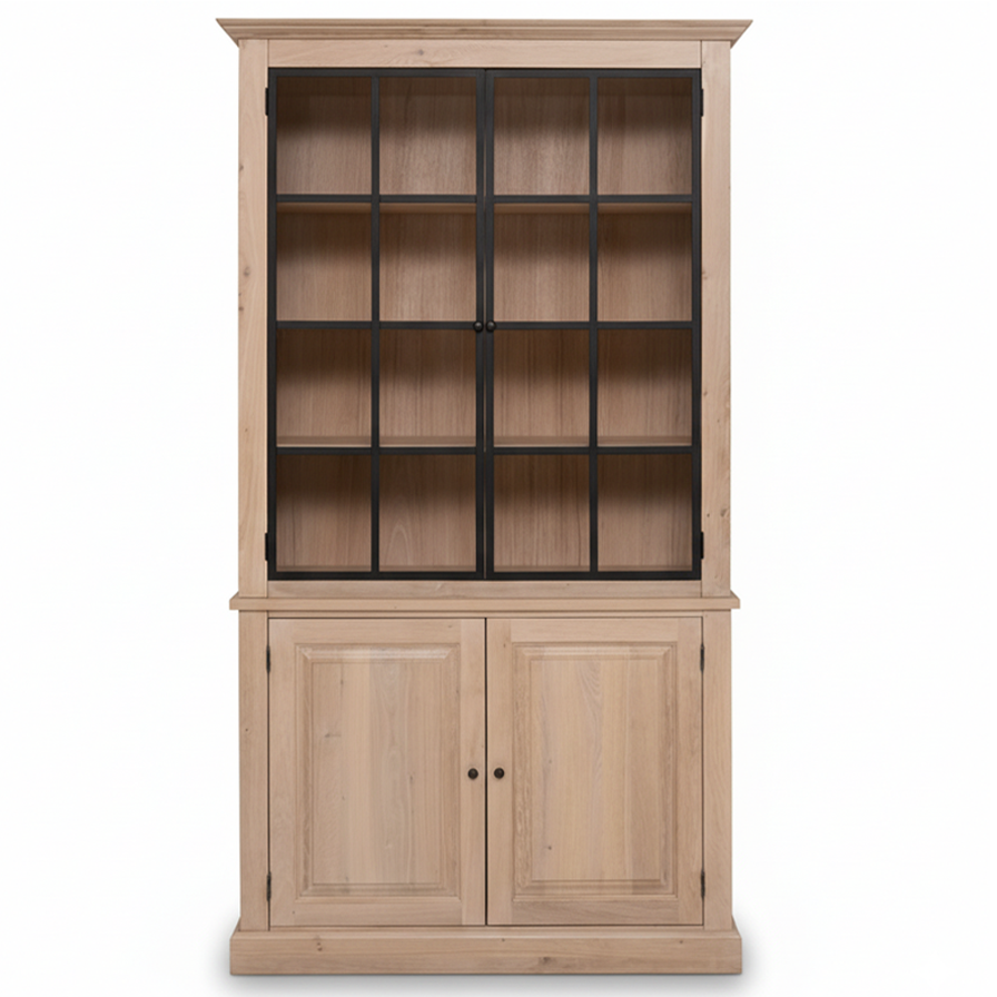 Wexford Display Cabinet - Natural Oak with 2 Glass Panel Doors | Marcottestyle