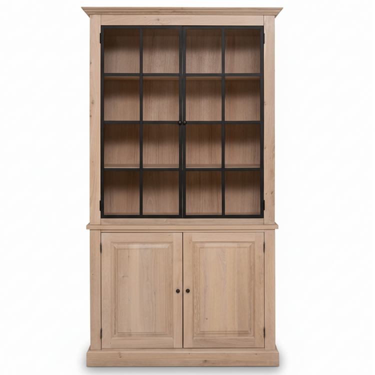 Wexford Display Cabinet - Natural Oak with 2 Glass Panel Doors | Marcottestyle