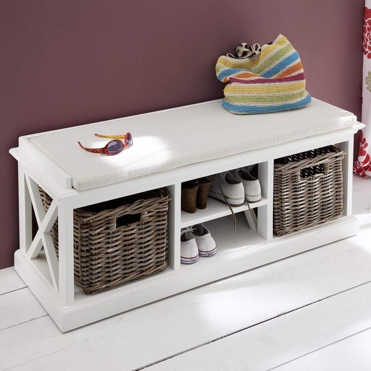 Halifax Bench Seat With Cushion - Blanc | Marcottestyle
