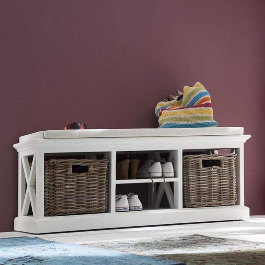 Halifax Bench Seat With Cushion - White | Marcottestyle