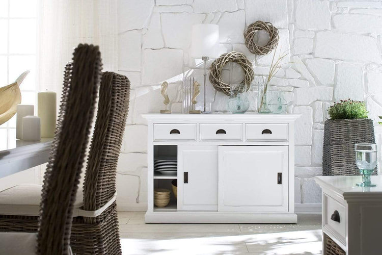 Halifax Buffet with Sliding Doors - White | Marcottestyle