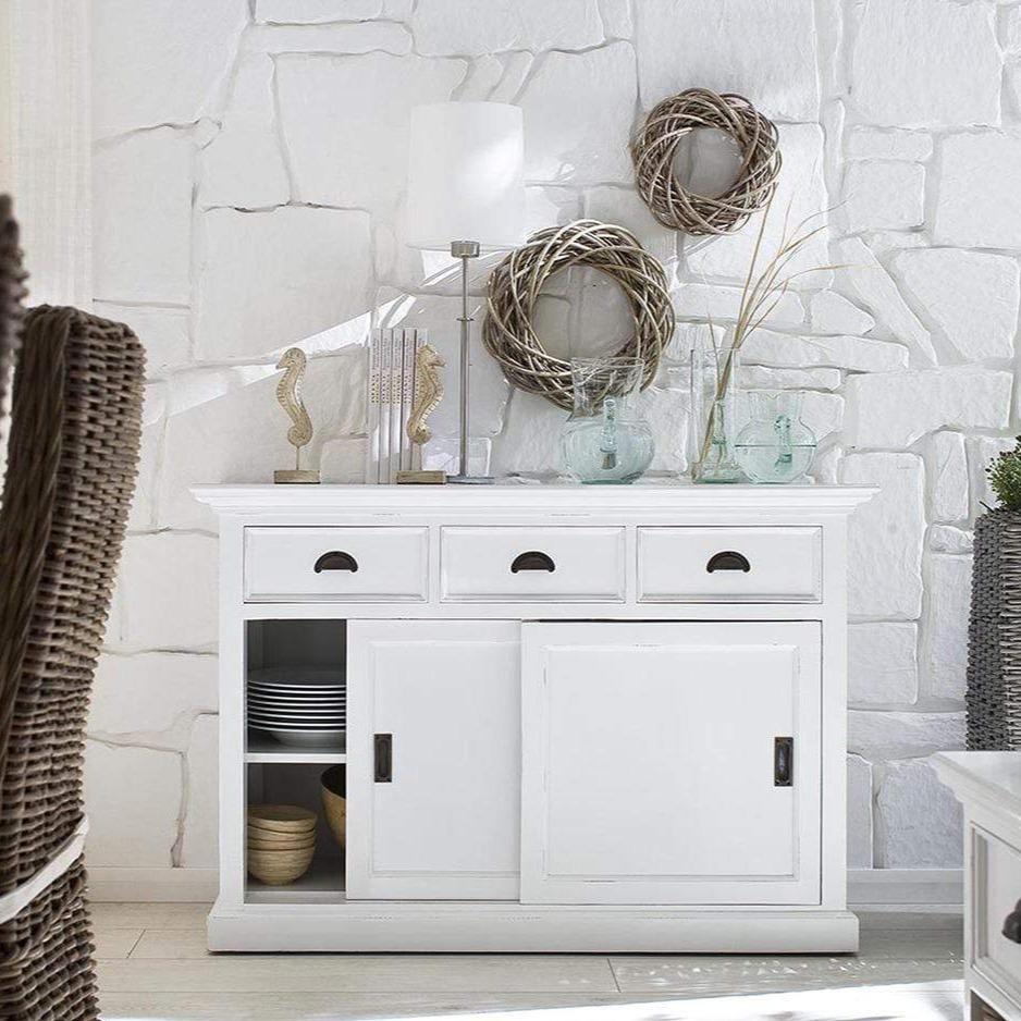 Halifax Buffet with Sliding Doors - White | Marcottestyle