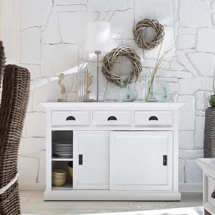 Halifax Buffet with Sliding Doors - White | Marcottestyle
