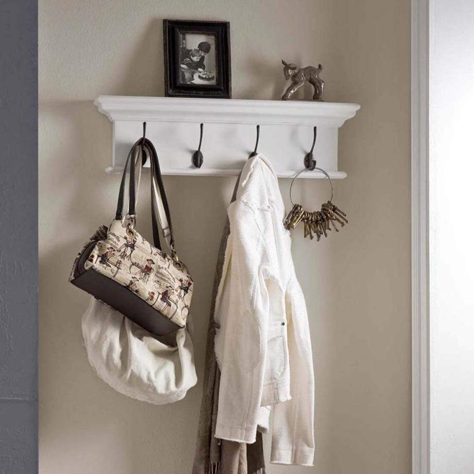Halifax Coat Hanger Wall Unit 4 Hooks - Wit | Marcottestyle