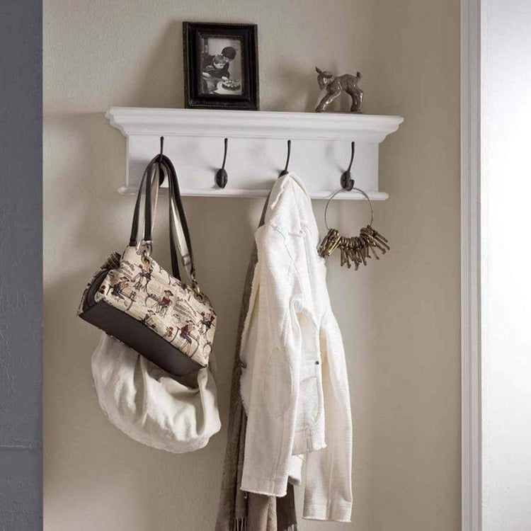 Halifax Coat Hanger Wall Unit 4 Hooks - Wit | Marcottestyle