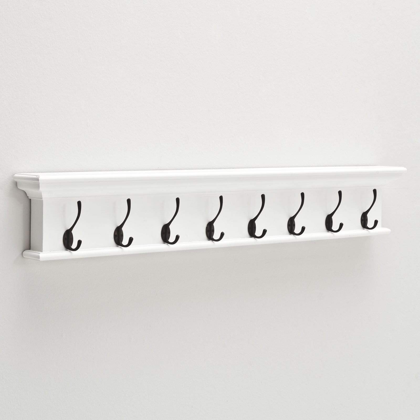 Halifax Coat Hanger Étagère murale 8 Hook - Blanc
