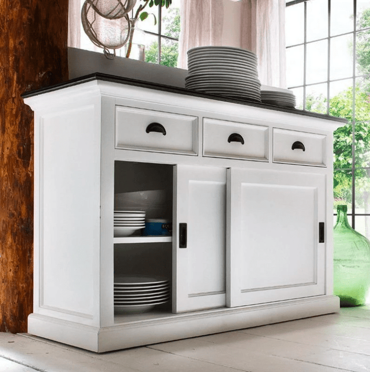 Halifax Contrast Buffet - White with Black Top | Marcottestyle