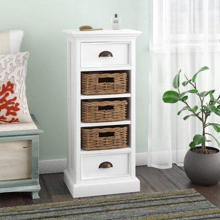 Halifax Storage Unit 3 Rattan Baskets - Wit | Marcottestyle