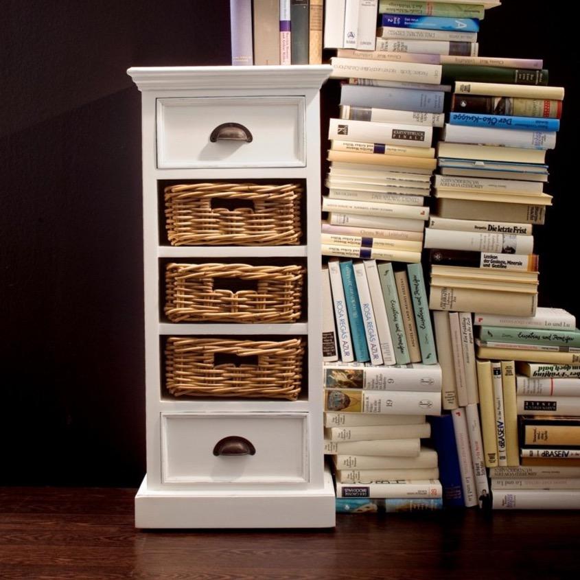 Halifax Storage Unit 3 Rattan Baskets - Wit | Marcottestyle