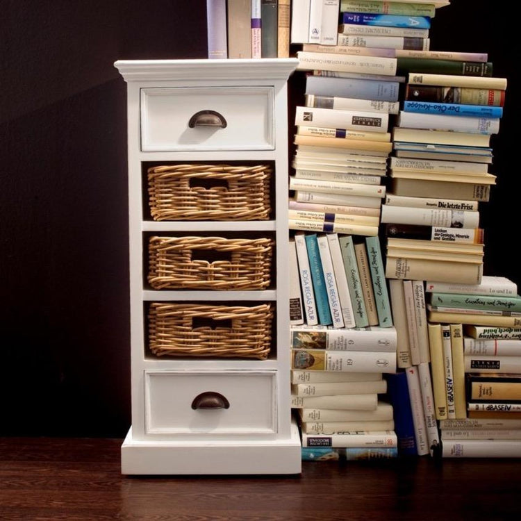 Halifax Storage Unit 3 Rattan Baskets - Wit | Marcottestyle
