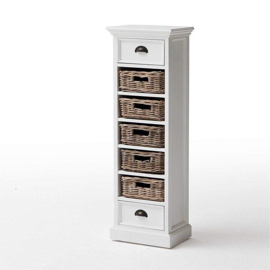 Halifax Meuble de rangement 5 Rotin Baskets- Blanc