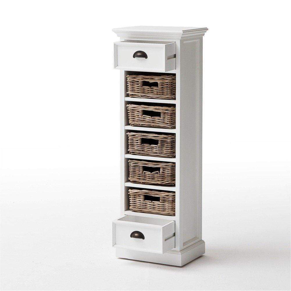 Halifax Storage Unit 5 Rattan Baskets- White | Marcottestyle