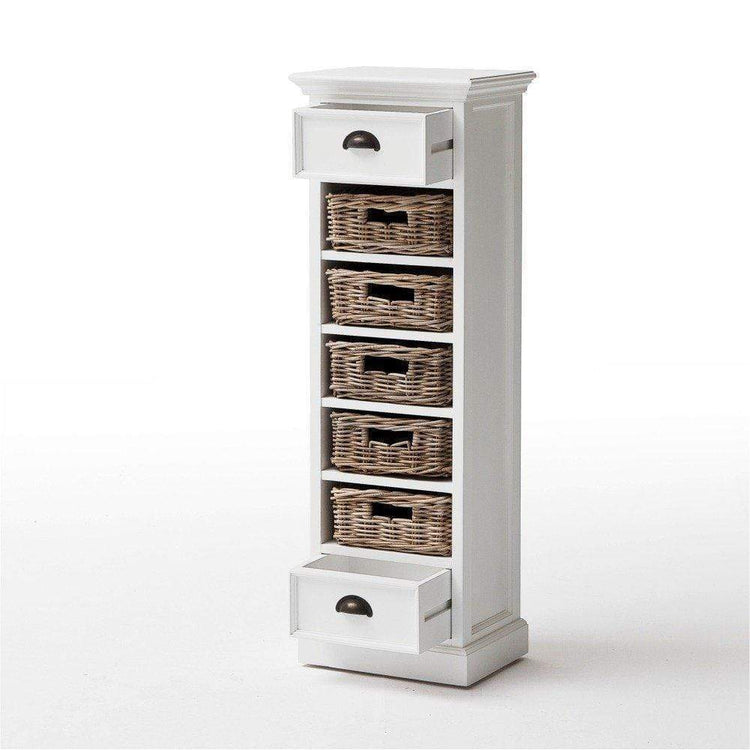 Halifax Storage Unit 5 Rattan Baskets- White | Marcottestyle