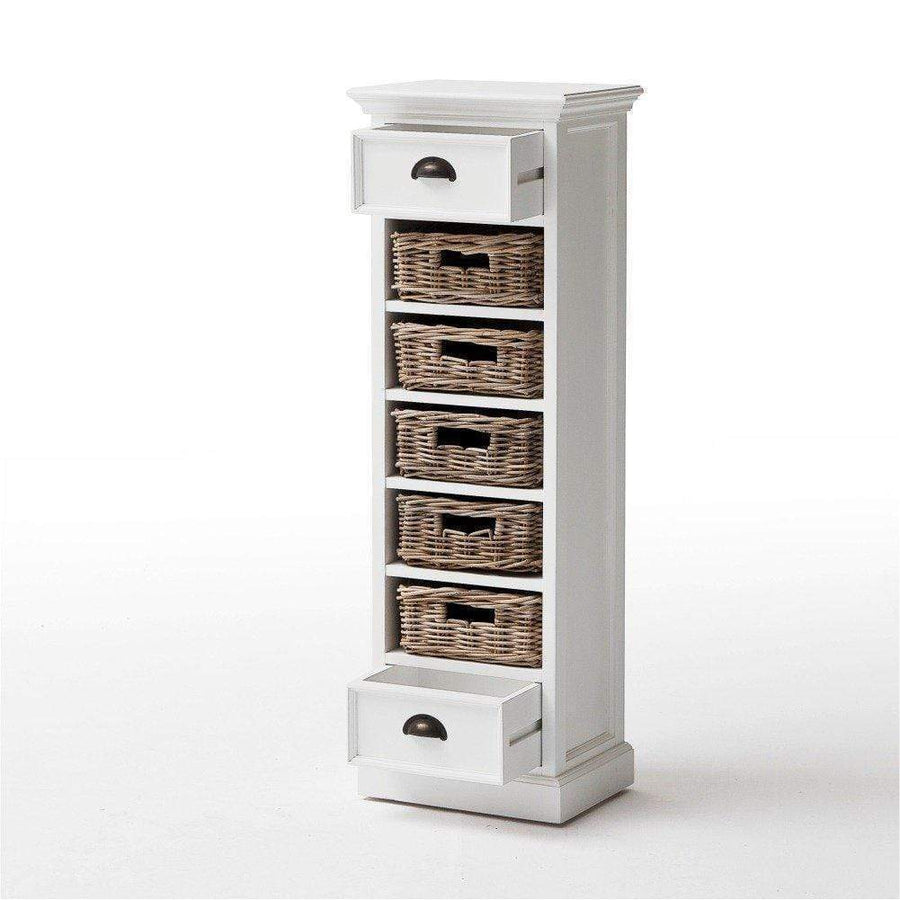 Halifax Meuble de rangement 5 Rotin Baskets- Blanc