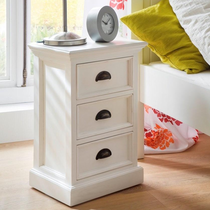 Halifax Storage Unit / Bedside Chest 3 Drawers - Blanc | Marcottestyle