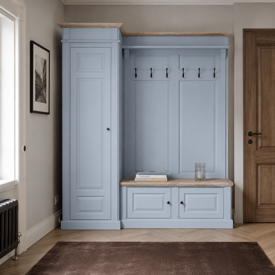 Hall unit - Sancerre - Solid Pine - 205 x 65 x 210 cm - Light blue