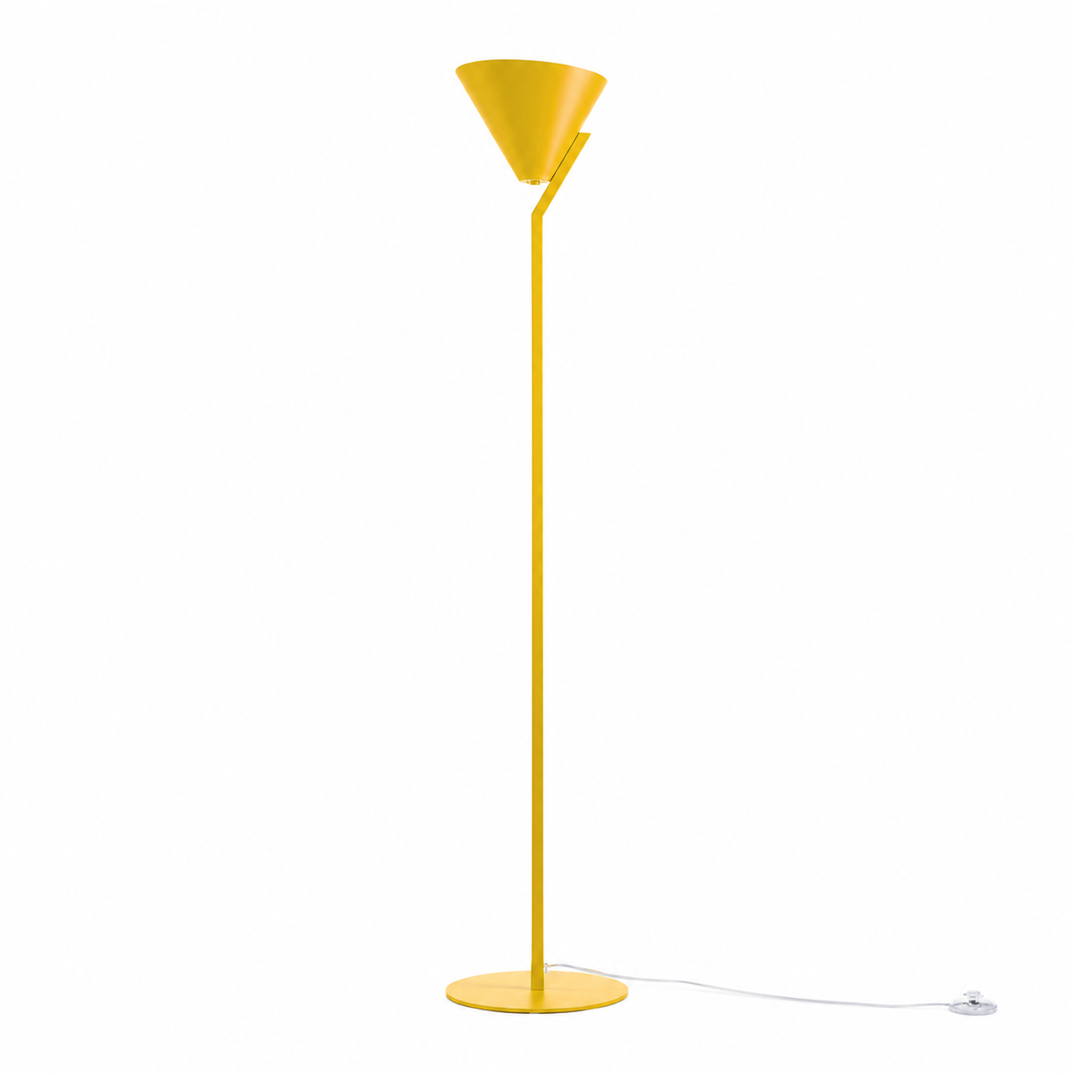 Floor Lamp Heidi 3529R in yellow with conical fabric shade, front view on white background with soft studio lighting and subtle shadow by Marcottestyle