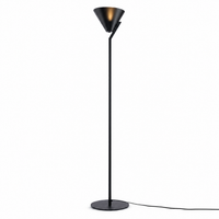 Floor Lamp Heidi 4667C with shade illuminated showing warm light glow through fabric, front view on white background by Marcottestyle