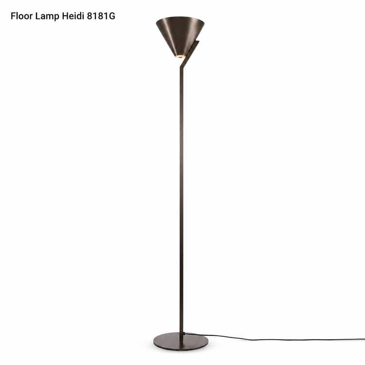 Floor Lamp Heidi 8181G close-up macro detail shot showing the intricate fabric texture and brushed bronze metal finish of the lampshade by Marcottestyle