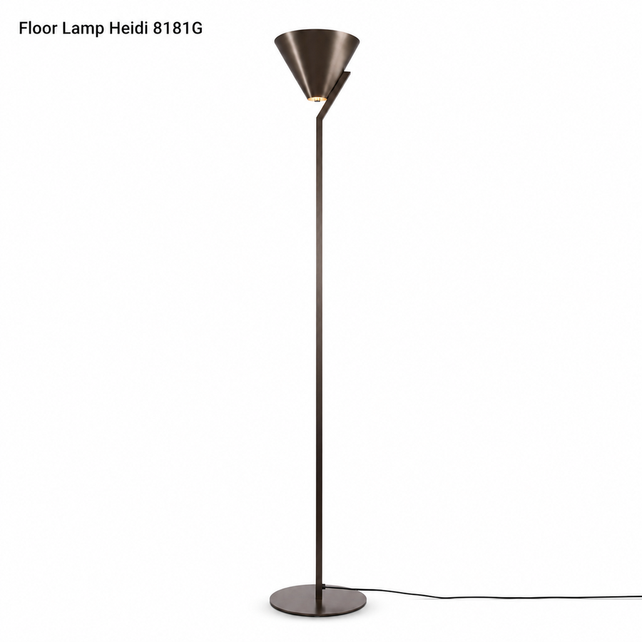 Floor Lamp Heidi 8181G close-up macro detail shot showing the intricate fabric texture and brushed bronze metal finish of the lampshade by Marcottestyle