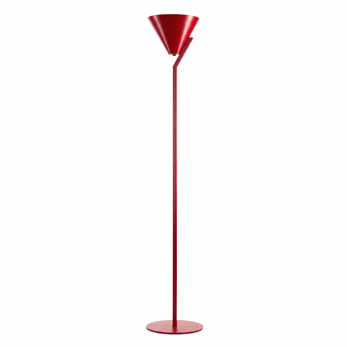 Floor Lamp Heidi 9653Y in Red with a cone-shaped fabric shade, front view on white background showing elegant proportions and warm red fabric by Marcottestyle