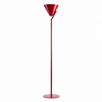 Stehlampe Heidi 9653Y in Rot mit a cone-shaped fabric shade, front view on white background showing elegant proportions and warm red fabric by Marcottestyle
