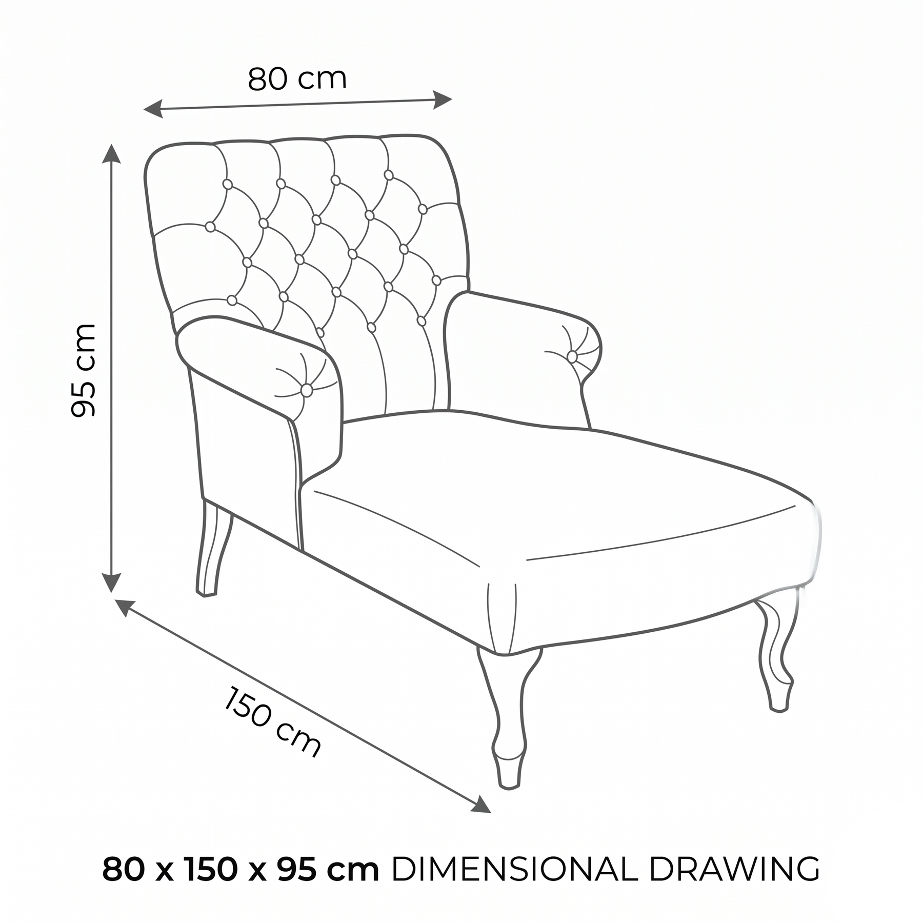 Longchair Hercules - Brown - 80 x 150 x 95 cm - Customizable